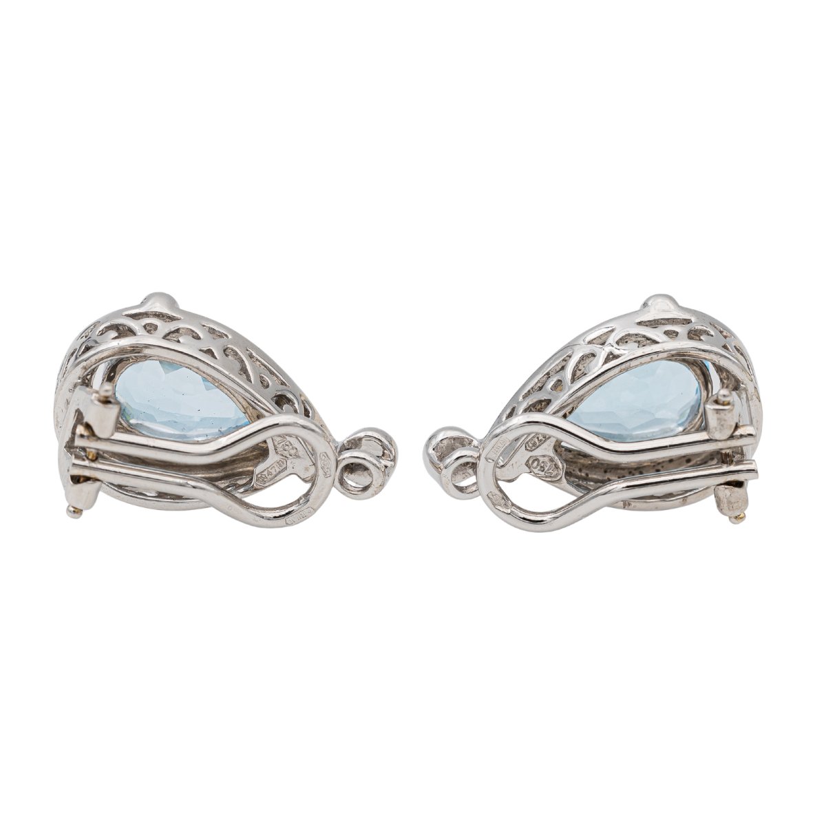 Boucles d'oreilles Clips Or blanc Topaze - Castafiore