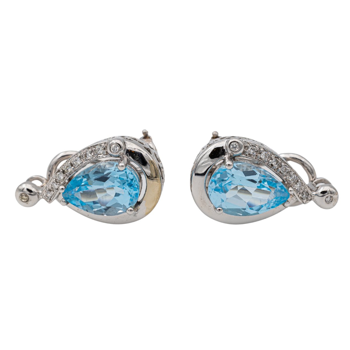 Boucles d'oreilles Clips Or blanc Topaze - Castafiore