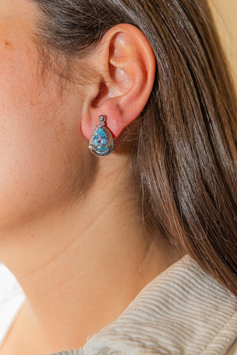 Boucles d'oreilles Clips Or blanc Topaze - Castafiore