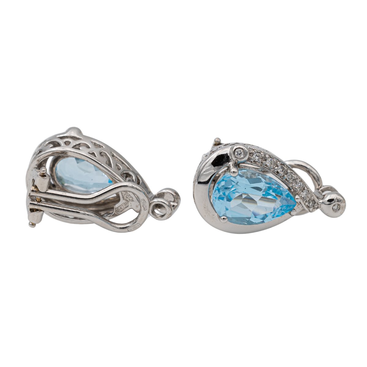 Boucles d'oreilles Clips Or blanc Topaze - Castafiore