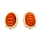 Boucles d'oreilles clips or jaune, corail et diamants. - Castafiore