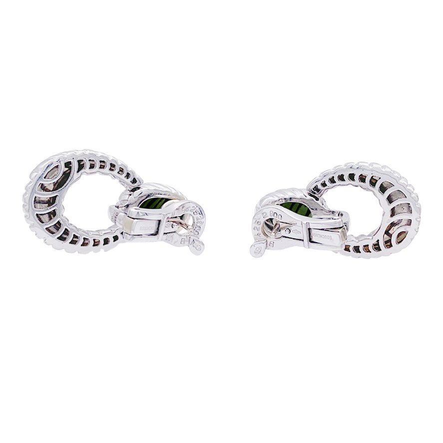 Boucles d'oreilles Clou BOUCHERON "Ludivine" en or blanc et tourmalines - Castafiore