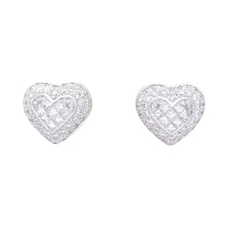 Boucles d'oreilles "Coeur" en or blanc et diamants - Castafiore