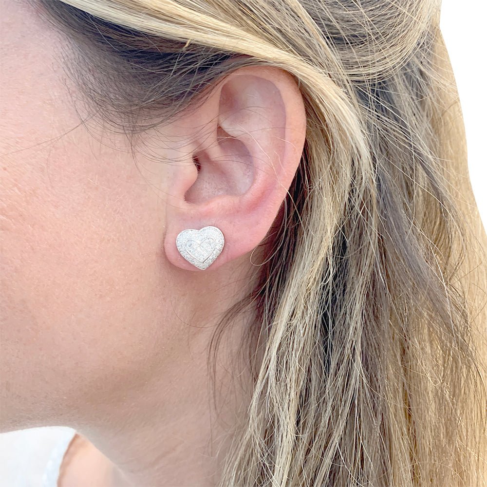 Boucles d'oreilles "Coeur" en or blanc et diamants - Castafiore
