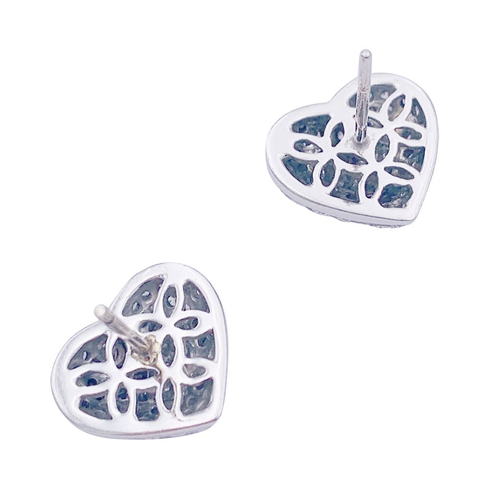 Boucles d'oreilles "Coeur" en or blanc et diamants - Castafiore