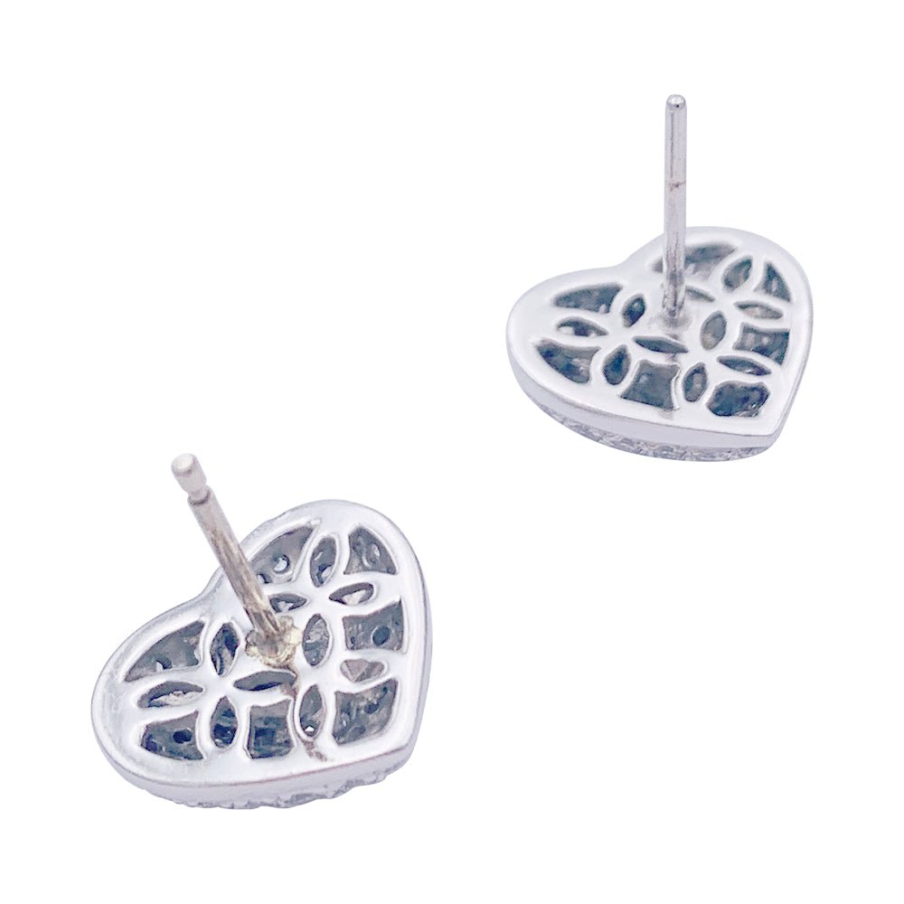 Boucles d'oreilles "Coeur" en or blanc et diamants - Castafiore