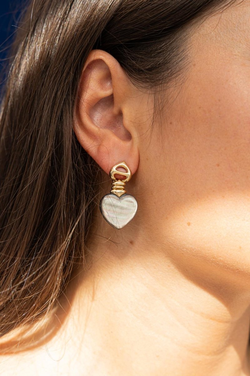 Boucles d'oreilles Coeur Or jaune Nacre - Castafiore