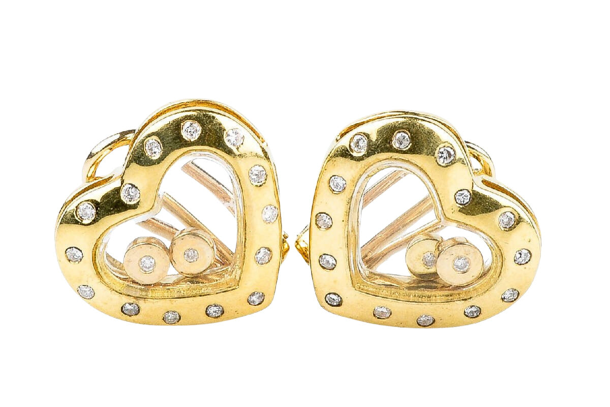 Boucles d'oreilles coeurs en or jaune 18 carats - Castafiore