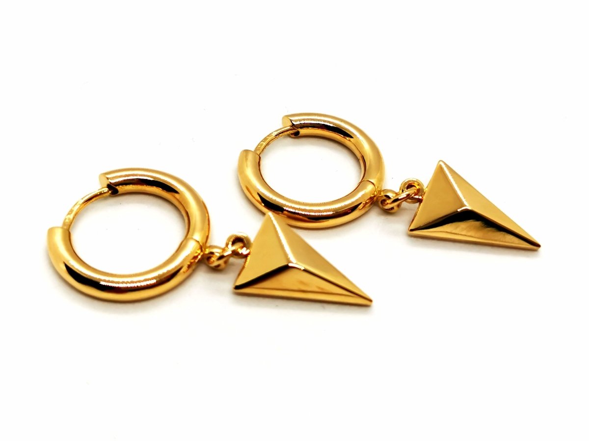 Boucles d'oreilles Créoles à breloque géométrique en or jaune - Castafiore