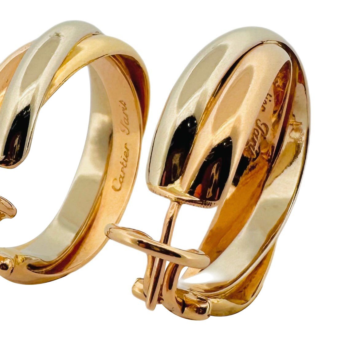 Boucles d'oreilles Créoles CARTIER "Trinity" en 3 ors - Castafiore