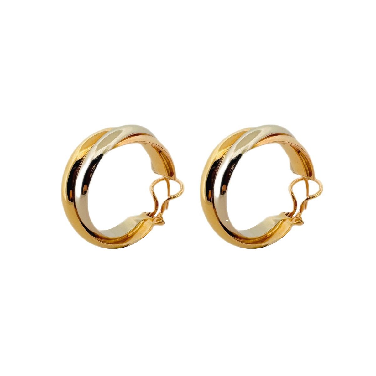 Boucles d'oreilles Créoles CARTIER "Trinity" en 3 ors - Castafiore