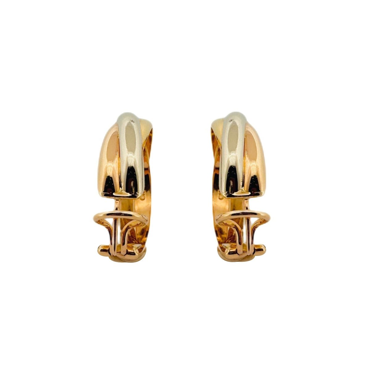 Boucles d'oreilles Créoles CARTIER "Trinity" en 3 ors - Castafiore