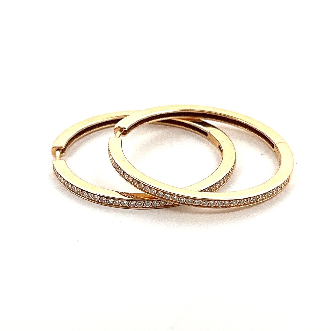 Boucles d'oreilles Créoles COURBET en or jaune et diamants - Castafiore