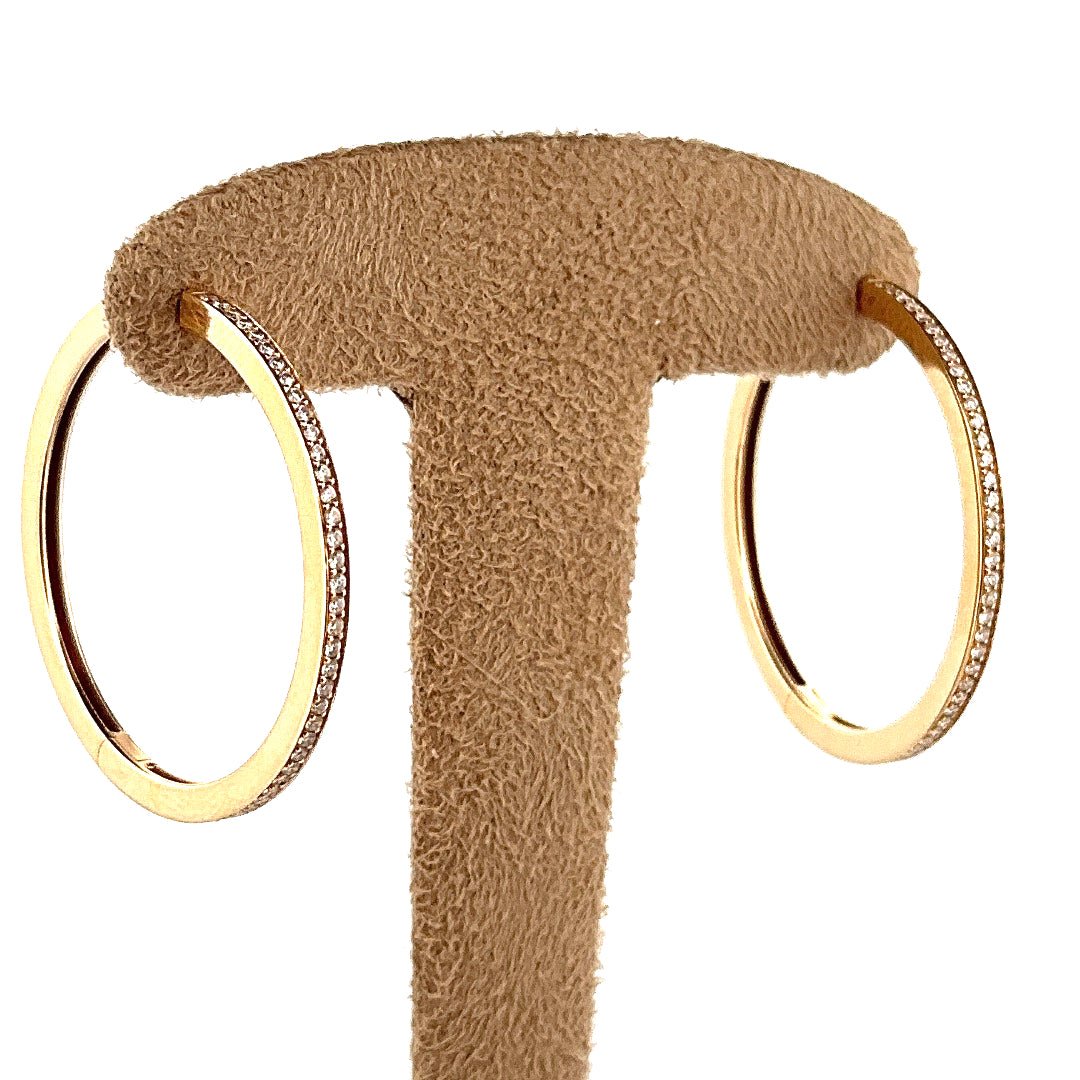 Boucles d'oreilles Créoles COURBET en or jaune et diamants - Castafiore