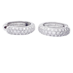 Boucles d'oreilles créoles en or blanc, diamants. - Castafiore