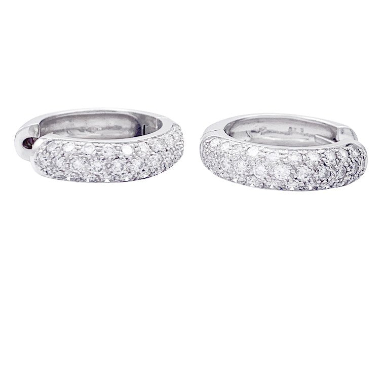 Boucles d'oreilles créoles en or blanc, diamants. - Castafiore