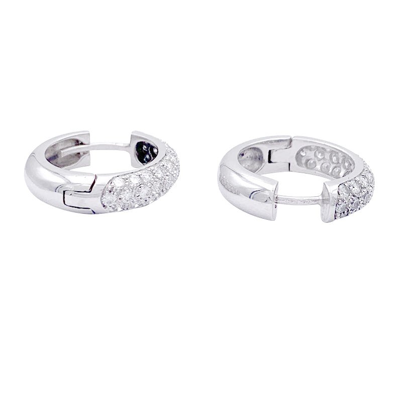 Boucles d'oreilles créoles en or blanc, diamants. - Castafiore