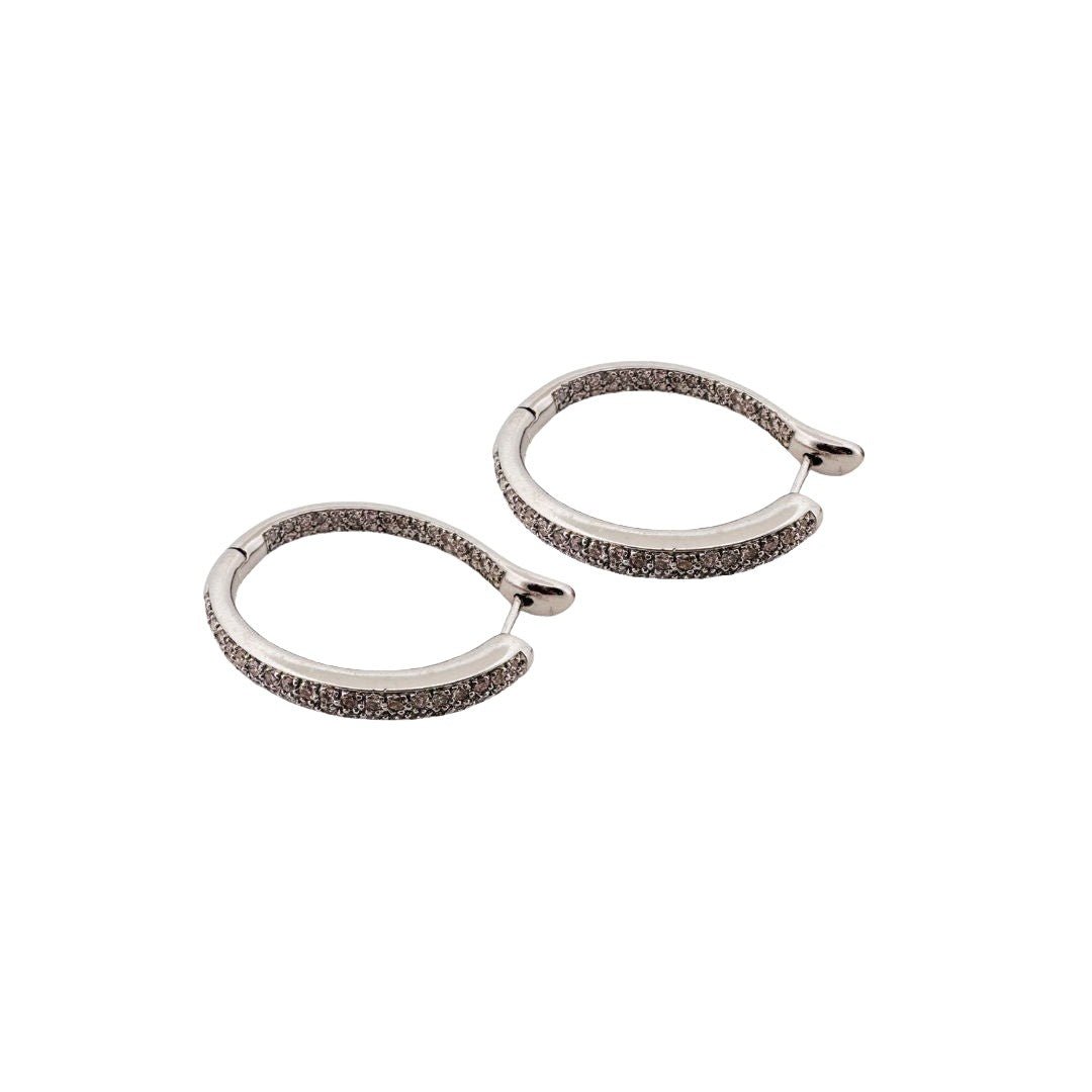 Boucles d'oreilles Créoles en or blanc et diamants - Castafiore