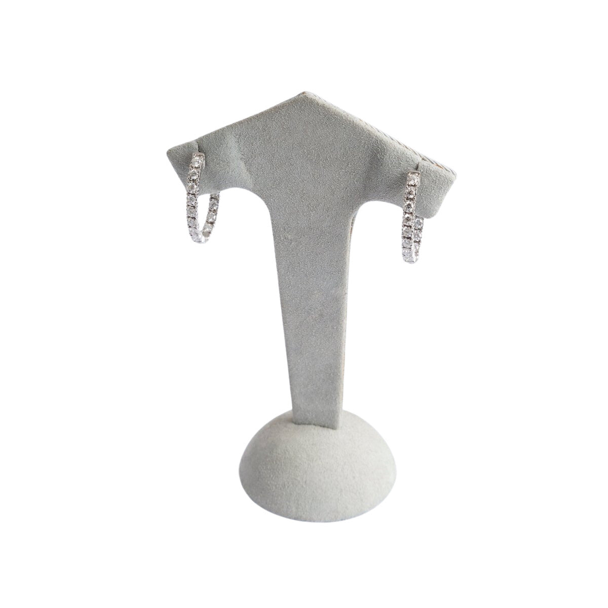 Boucles d'oreilles "Créoles" en or gris pavées de diamants - Castafiore