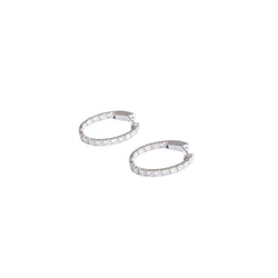 Boucles d'oreilles "Créoles" en or gris pavées de diamants - Castafiore