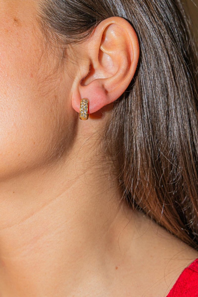 Boucles d'oreilles Créoles en or jaune et diamanrs - Castafiore
