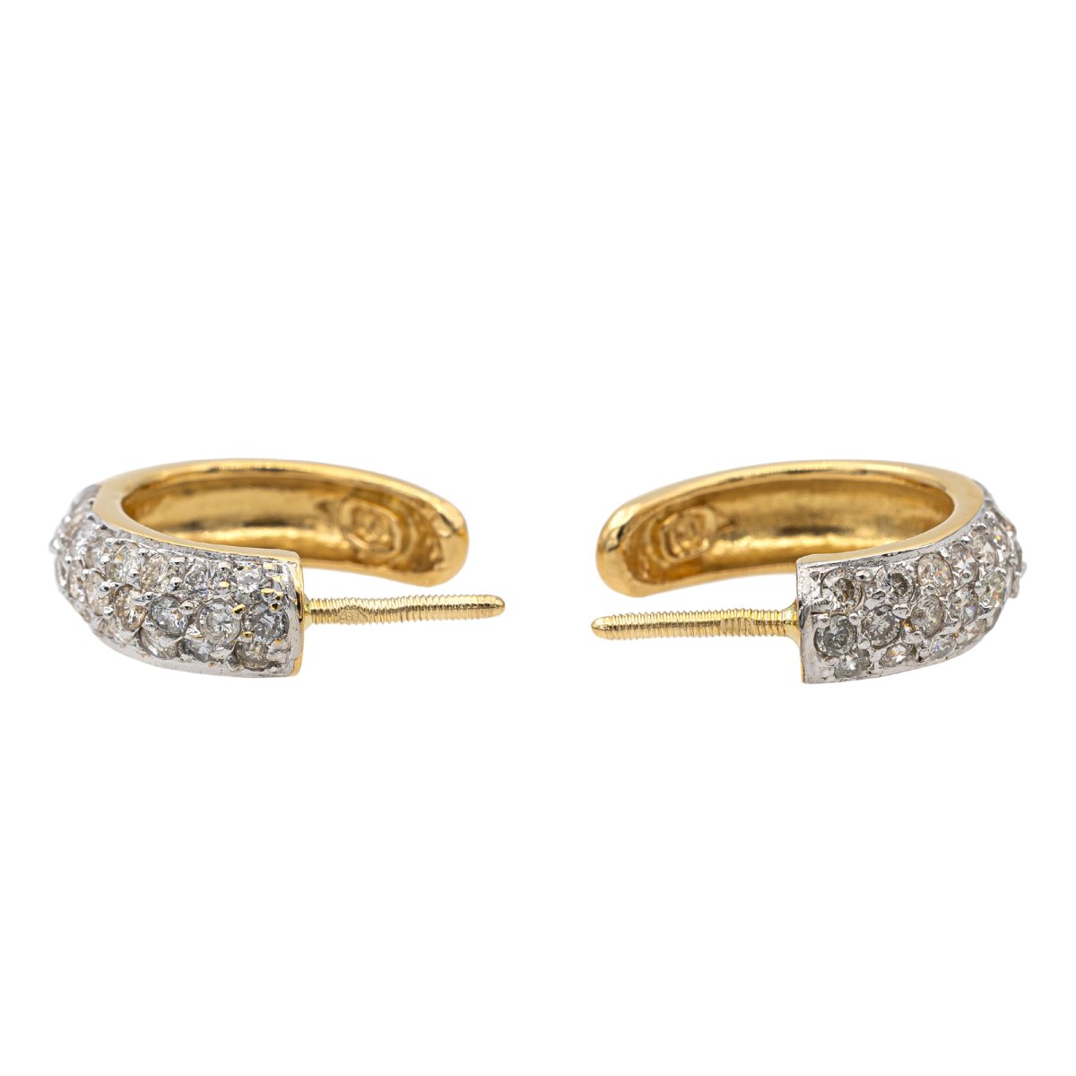 Boucles d'oreilles Créoles en or jaune et diamants - Castafiore