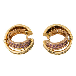 Boucles d'oreilles Créoles en or jaune et saphirs - Castafiore