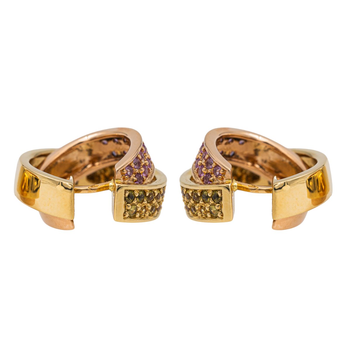 Boucles d'oreilles Créoles en or jaune et saphirs - Castafiore