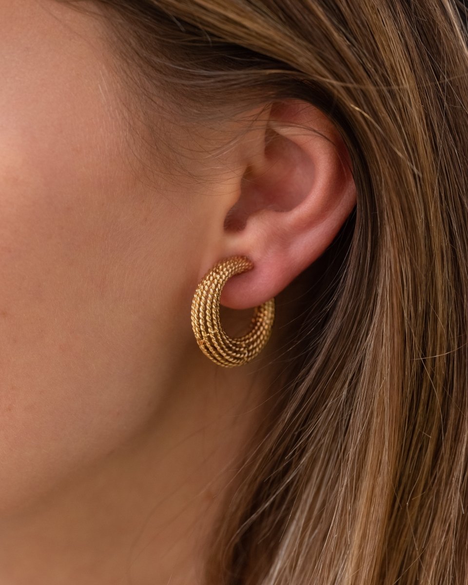 Boucles d'oreilles créoles en or jaune torsadé - Castafiore