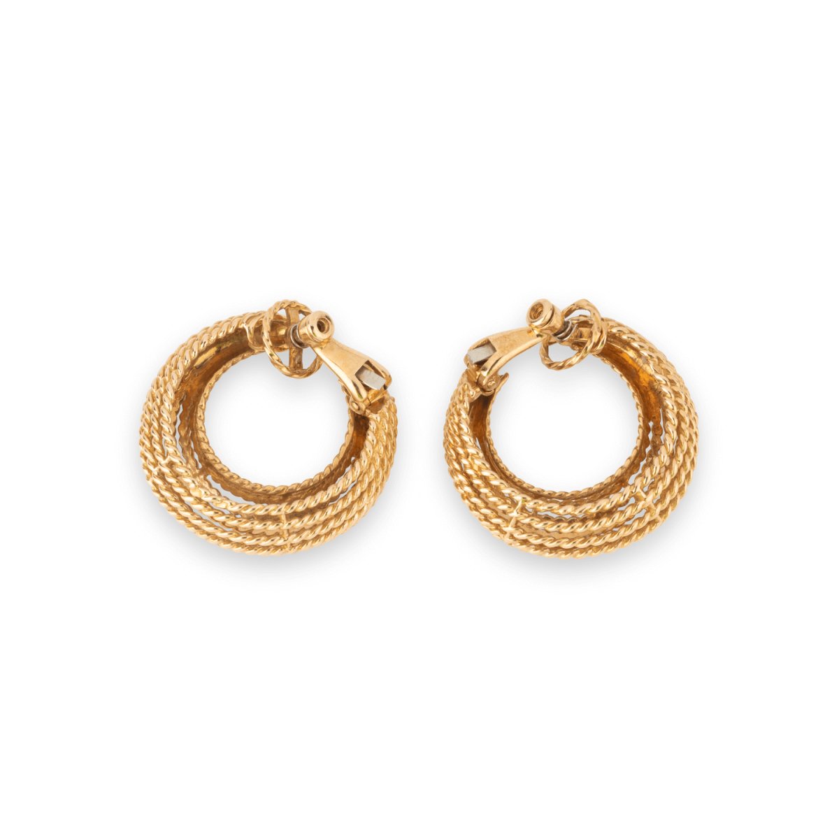 Boucles d'oreilles créoles en or jaune torsadé - Castafiore