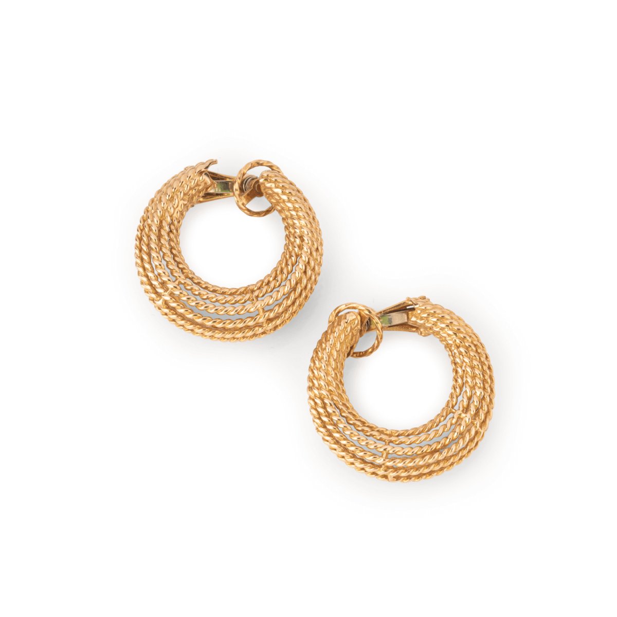 Boucles d'oreilles créoles en or jaune torsadé - Castafiore