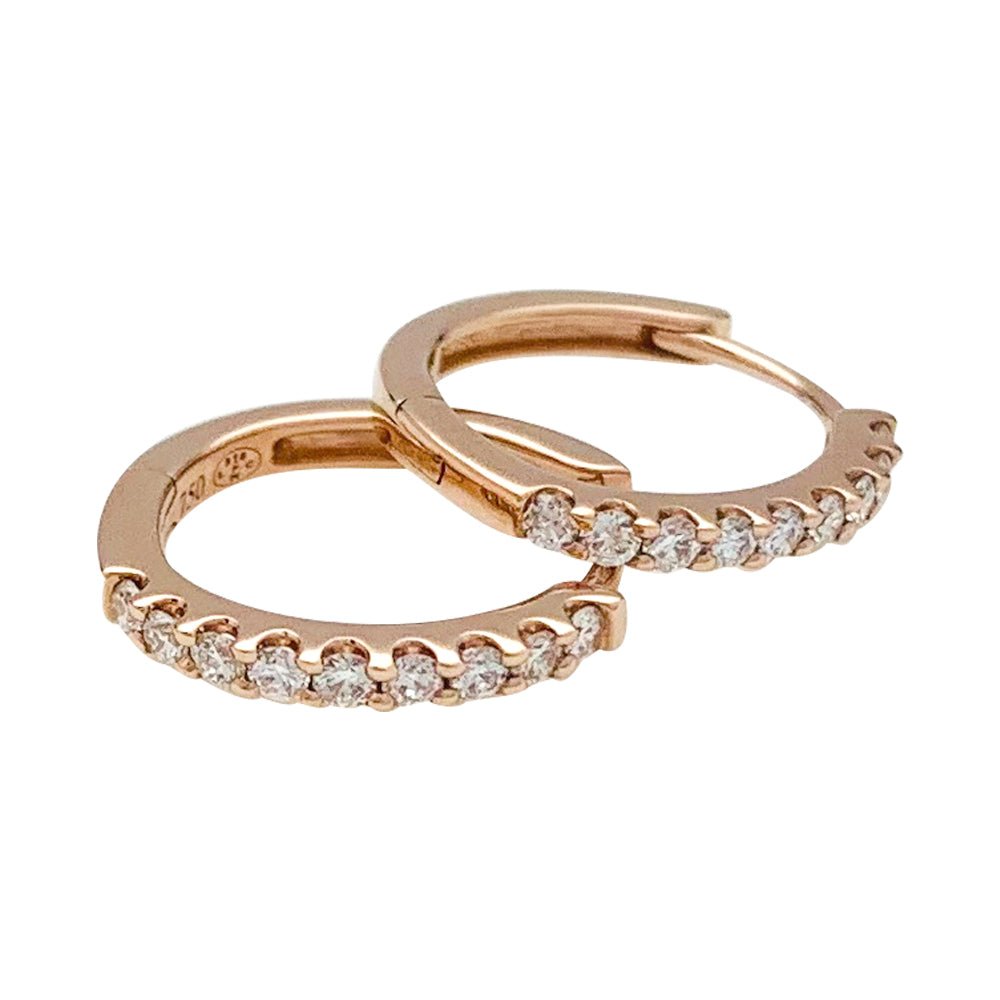 Boucles d'oreilles Créoles en or rose et diamants - Castafiore