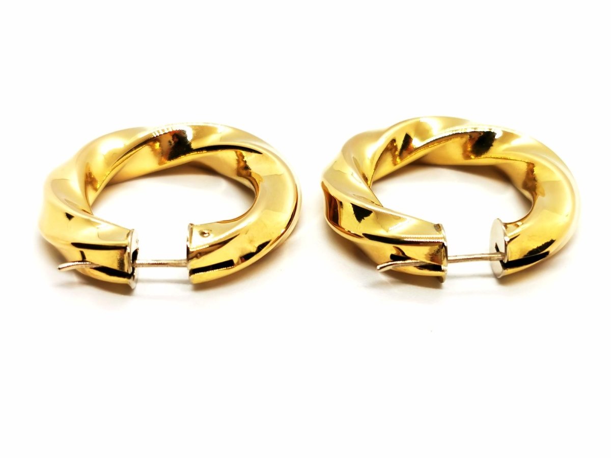 Boucles d'oreilles Créoles torsadées en or jaune - Castafiore