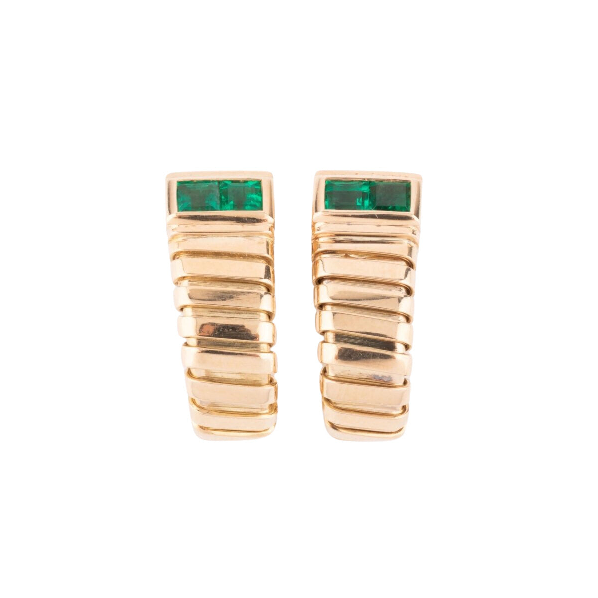 Boucles d'oreilles de la maison Bvlgari en émeraudes sur or jaune - Castafiore