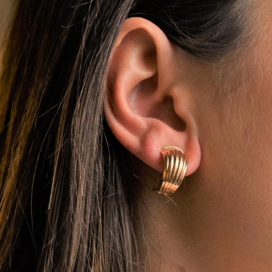 Boucles d'oreilles Demi-Créoles à clip en or rose - Castafiore