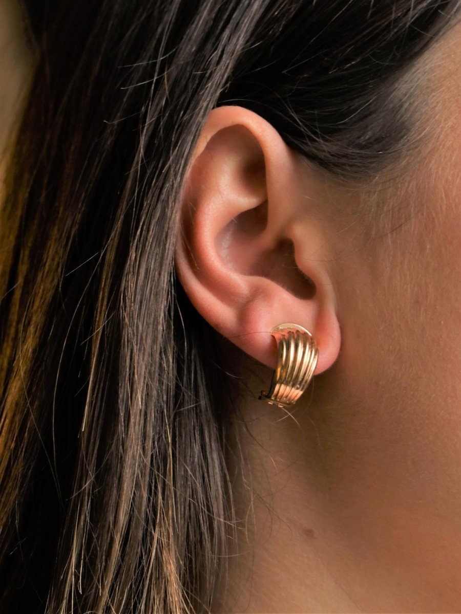 Boucles d'oreilles Demi-Créoles à clip en or rose - Castafiore