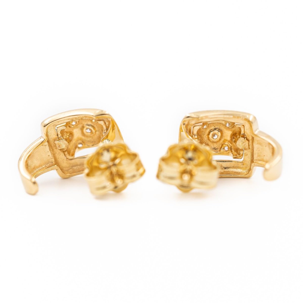 Boucles d'oreilles Demi-Créoles en 2 ors et diamants - Castafiore