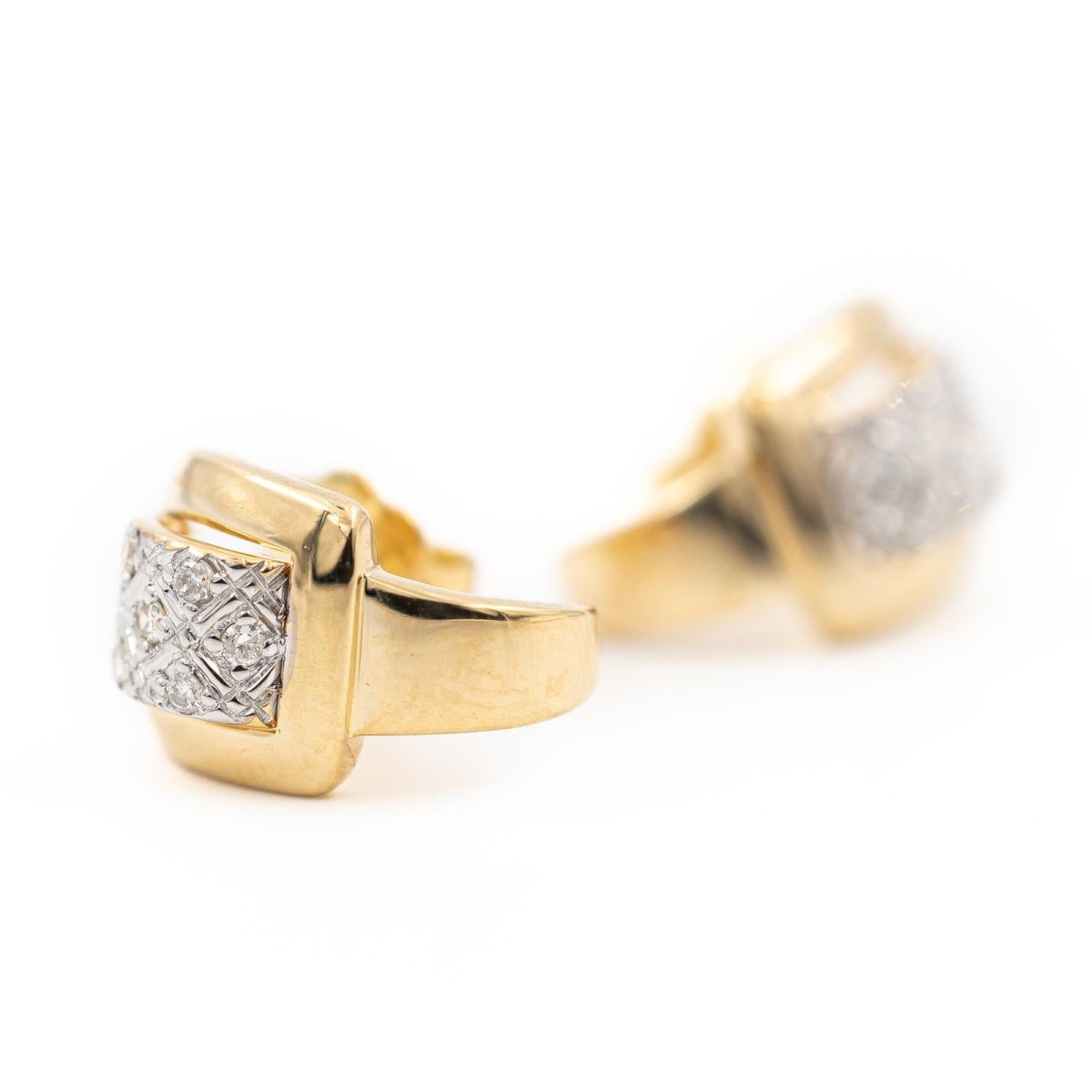 Boucles d'oreilles Demi-Créoles en 2 ors et diamants - Castafiore