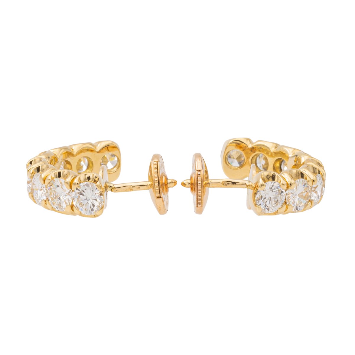 Boucles d'oreilles Demi-Créoles en or jaune et diamants - Castafiore