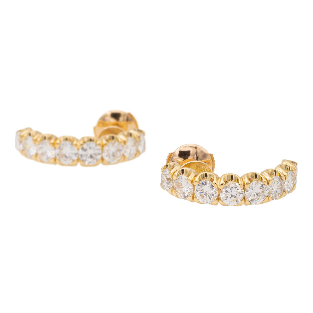 Boucles d'oreilles Demi-Créoles en or jaune et diamants - Castafiore