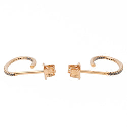 Boucles d'oreilles Demi-Créoles GINETTE NY "Ellipse Black Diamond Hoops" en or rose et diamants - Castafiore