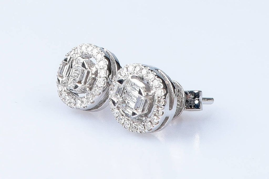 Boucles d'oreilles diamant en or blanc 18 carats - Castafiore
