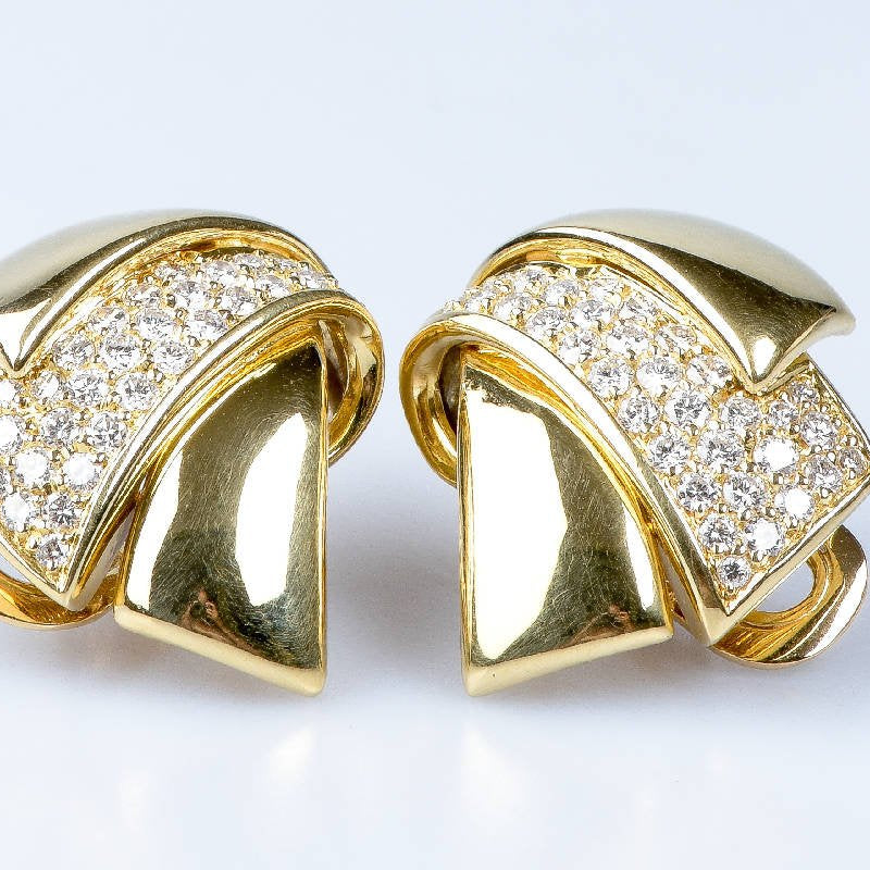 Boucles d'oreilles diamant en or jaune 18 carats - Castafiore