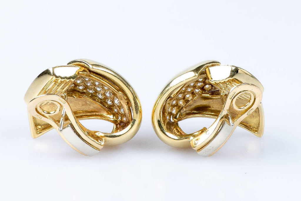 Boucles d'oreilles diamant en or jaune 18 carats - Castafiore