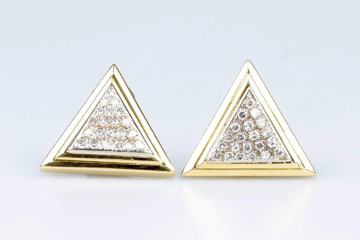 Boucles d'oreilles diamants en or jaune 18 carats - Castafiore