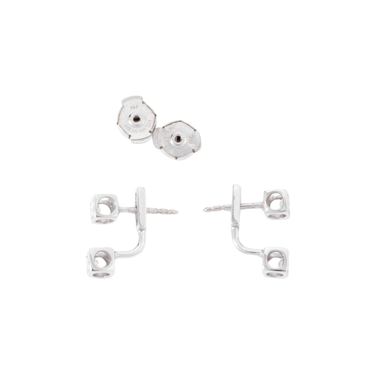 Boucles d'oreilles Dinh Van en or gris et diamants modèle Cube - Castafiore