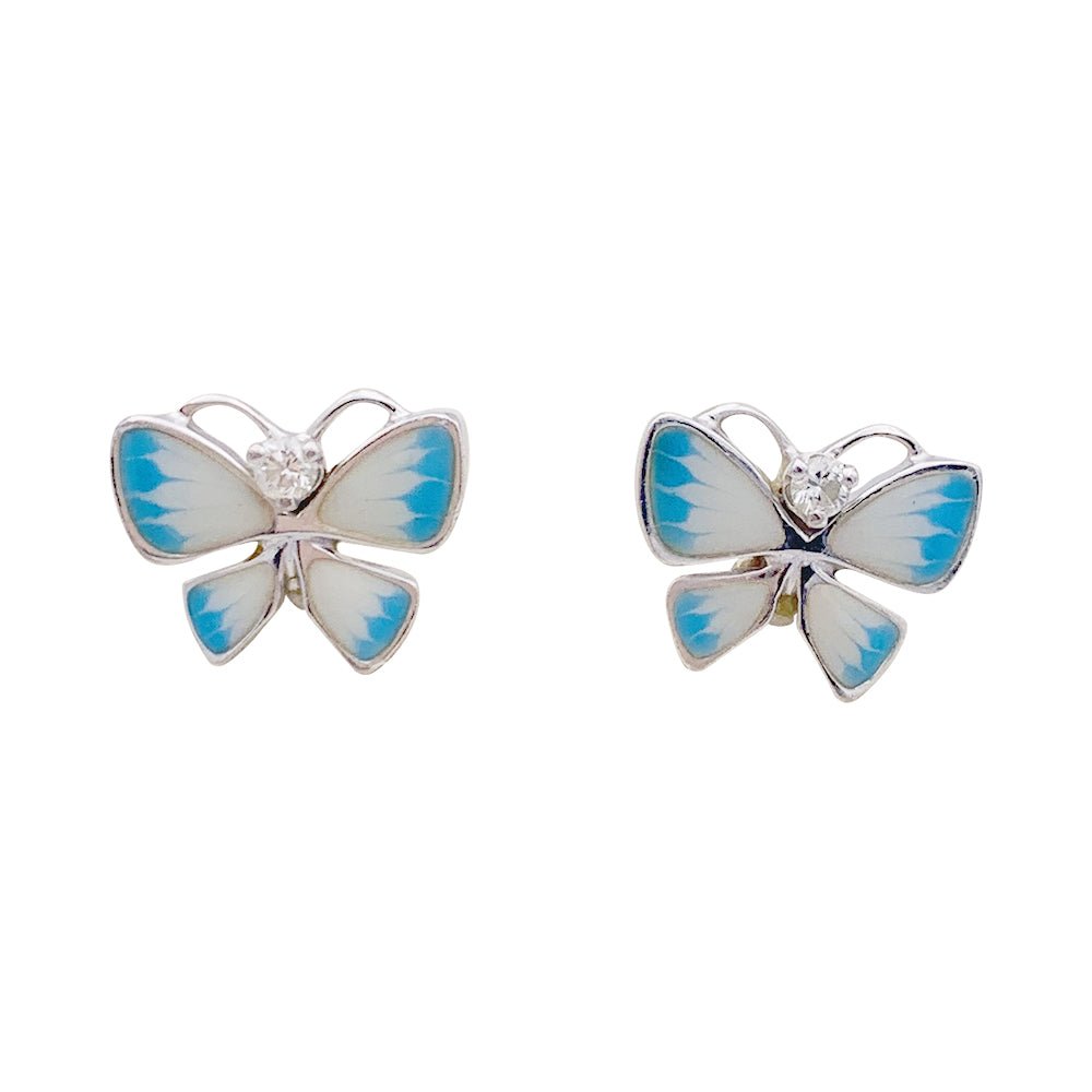 Boucles d'oreilles Dior, "Diorette", or blanc, émail, diamants. - Castafiore