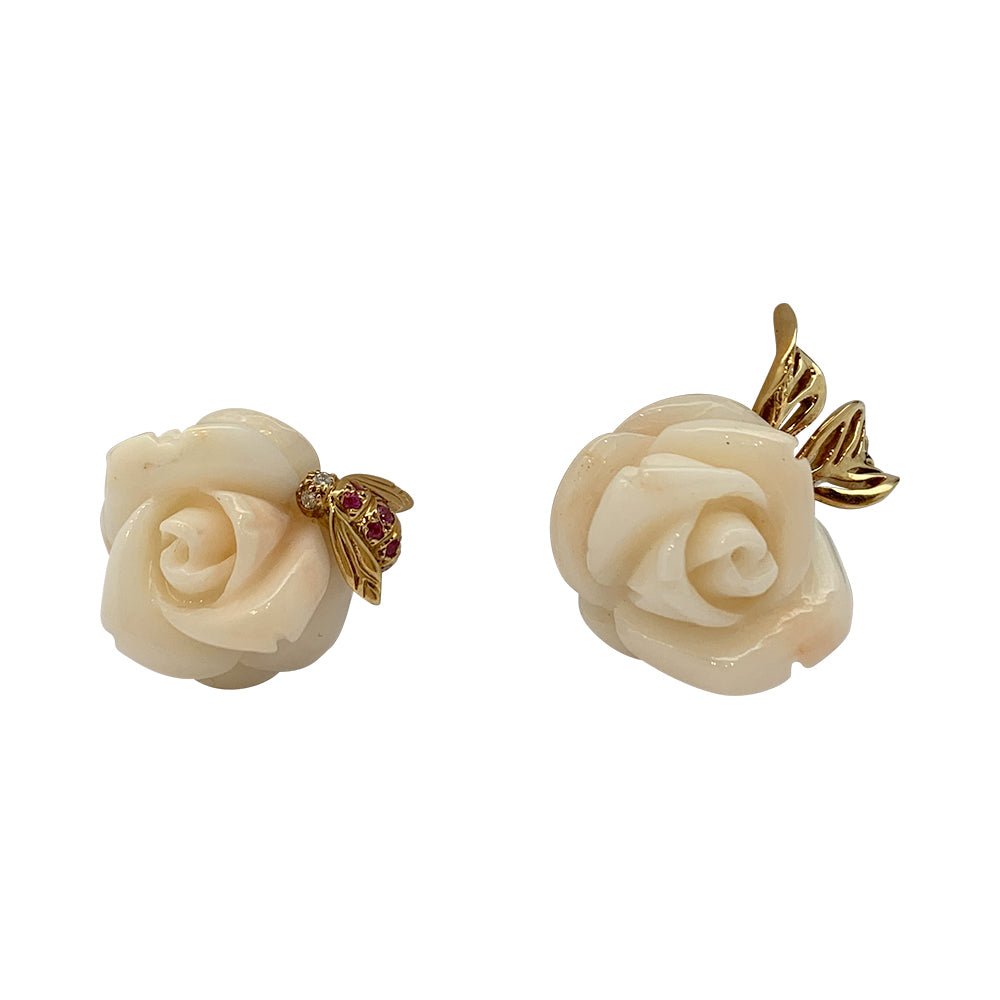 Boucles d'oreilles DIOR, "Rose Dior Pré Catelan", or jaune, corail, diamants et saphirs roses - Castafiore