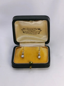 Boucles d’oreilles dormeuses anciennes en or, argent et diamants taille ancienne - Castafiore