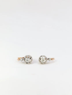 Boucles d’oreilles dormeuses anciennes en or et diamants - Castafiore
